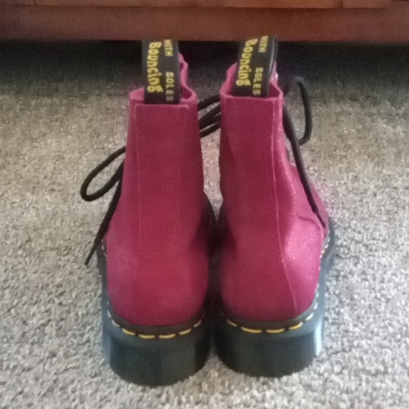 Dr Martens 1460 Pascal Stingray Textured Leather Boot in Cherry Glitter - Picture 3 of 10